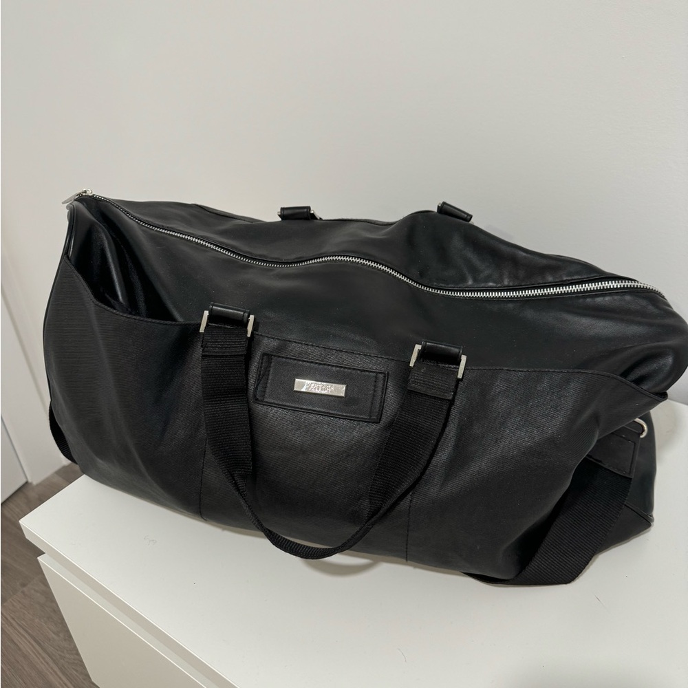 Versace Black Leather Duffel Bag